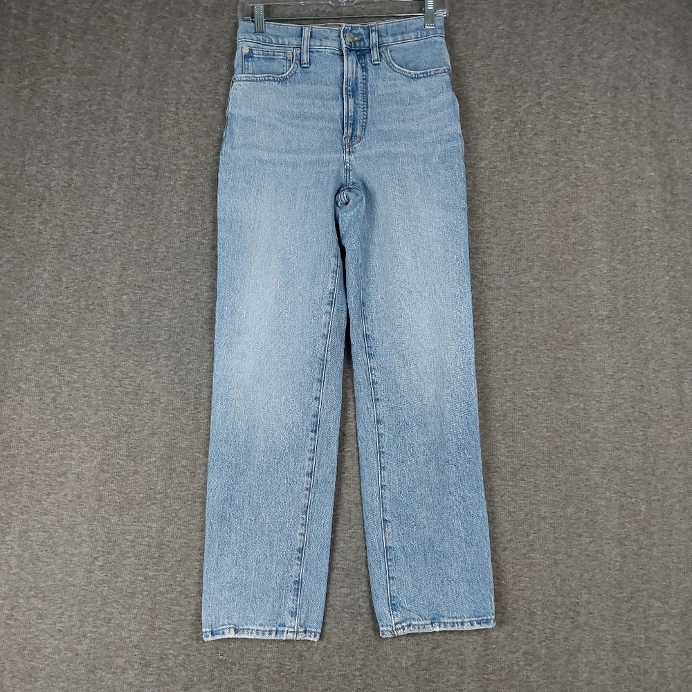 MADEWELL JEANS WOMENS BLUE THE PERFECT VINTAGE STRAIGHT JEAN DENIM PANTS SIZE 25 - Picture 1 of 9